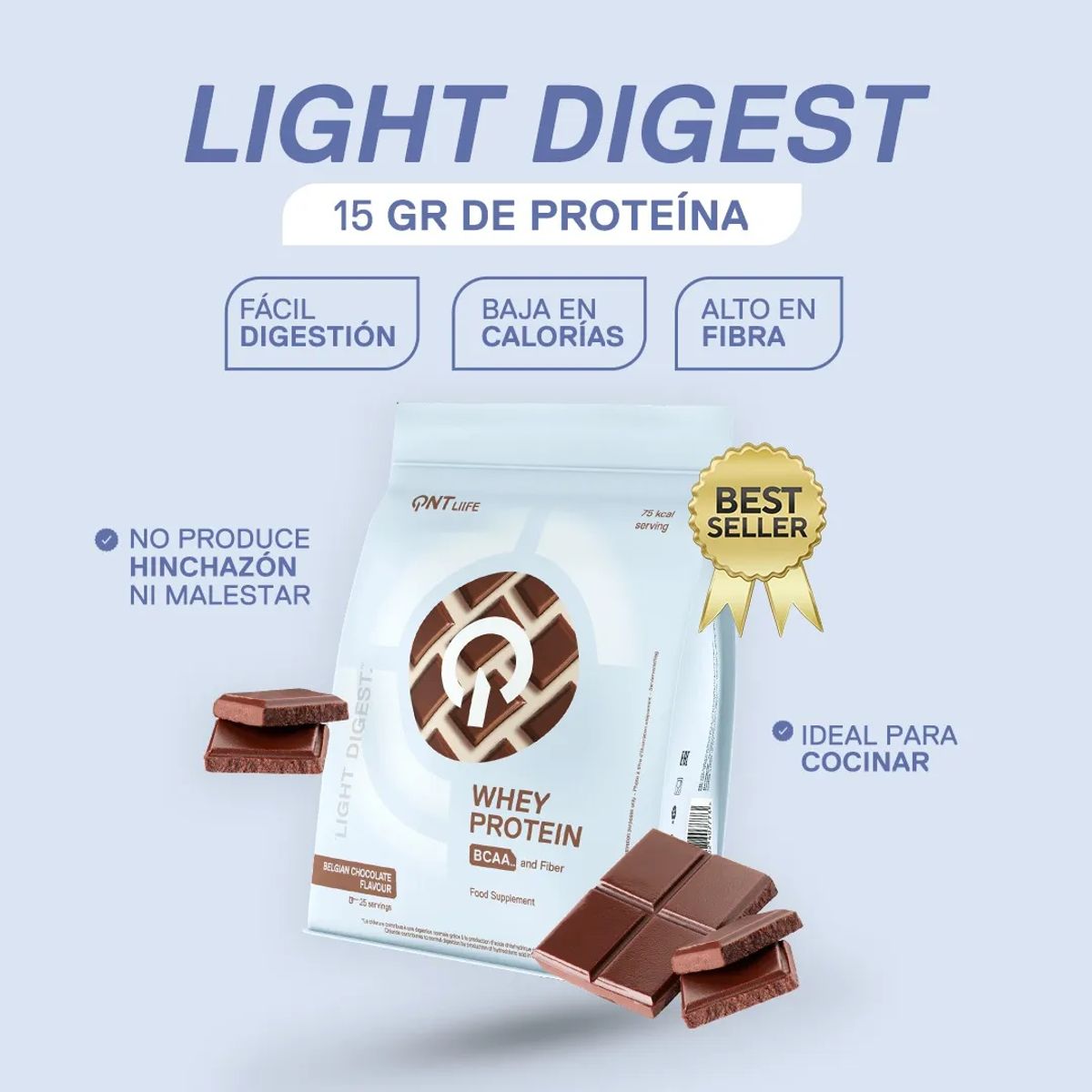 QNT - Proteina en polvo QNT - Whey Protein Chocolate belga 500 gr