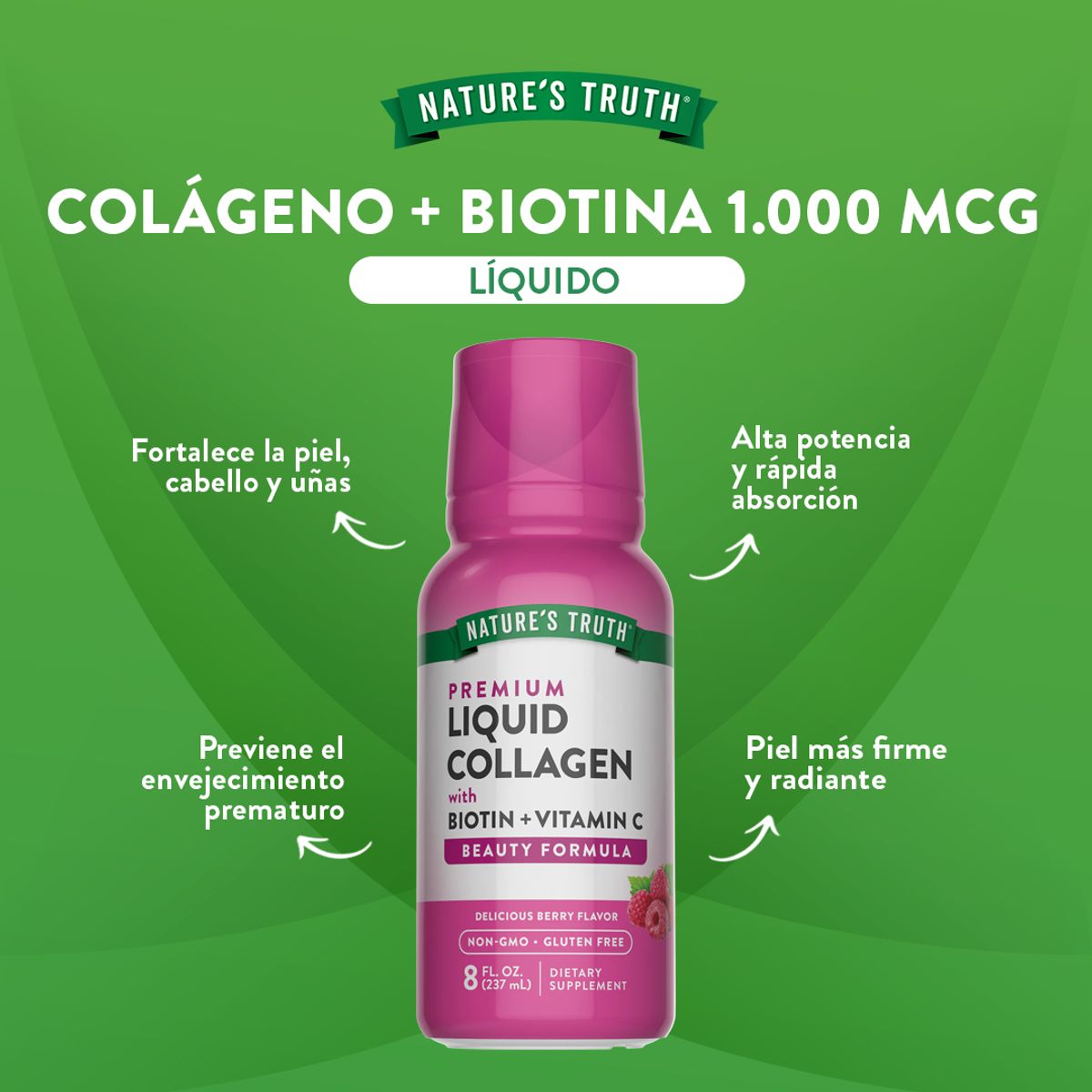 NATURE'S TRUTH - Colageno Natures Truth - Colágeno Líquido + Biotina + Vitamina C 237ml