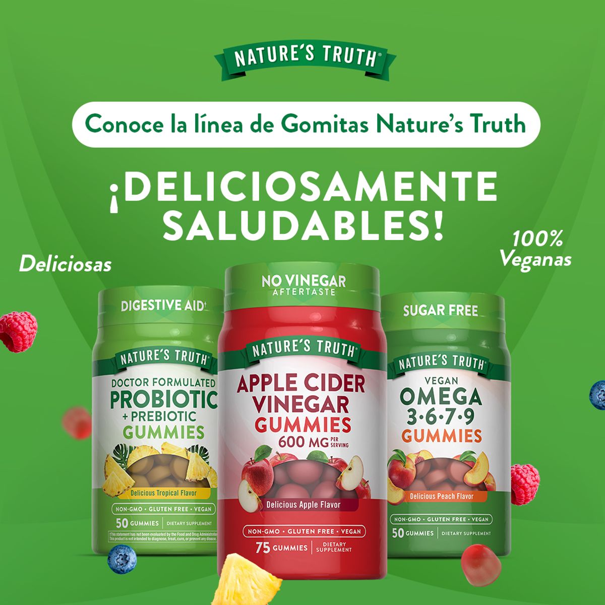 NATURE'S TRUTH - Gomitas de Vinagre de manzana Natures Truth - Apple Cider Vinegar 75 unidades
