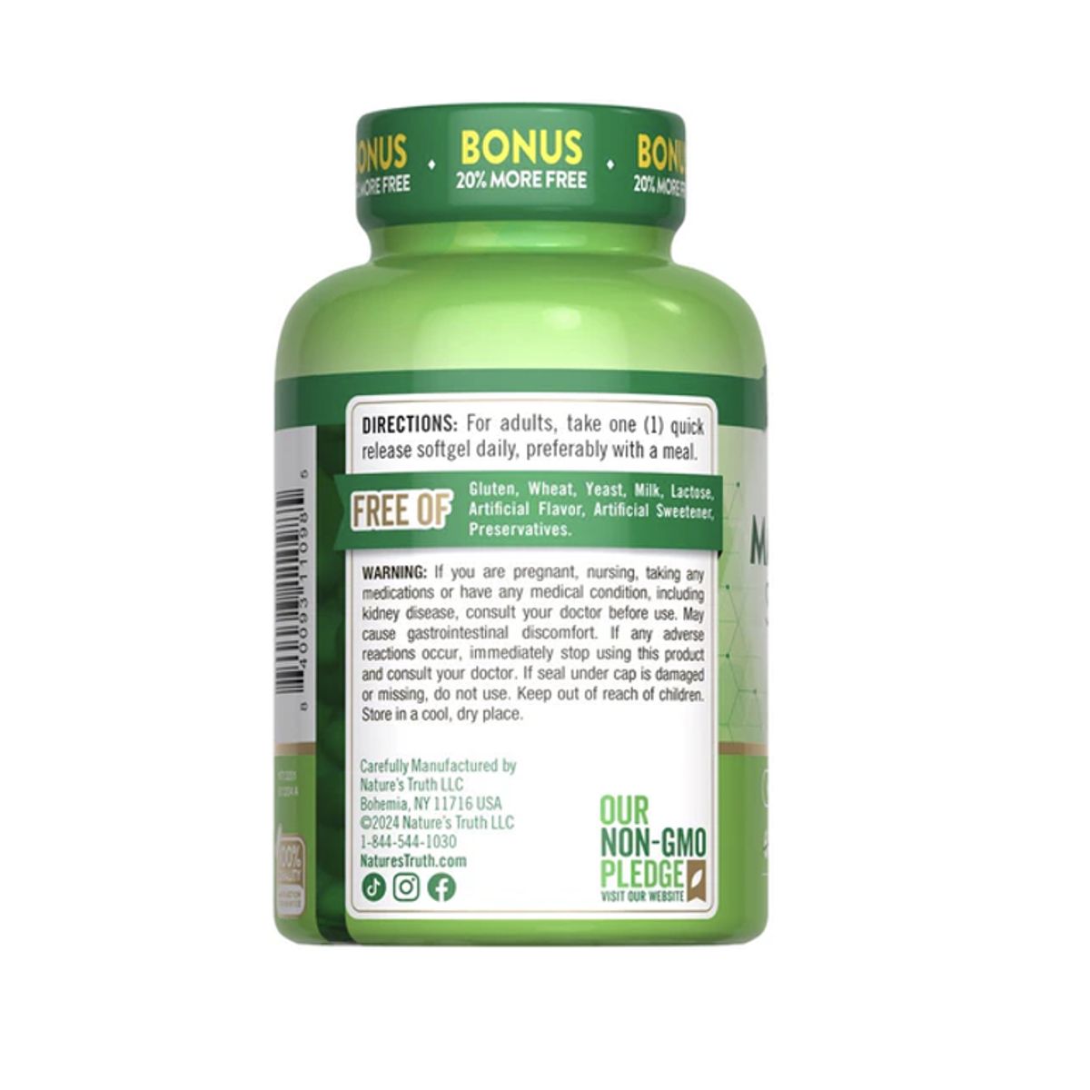 NATURE'S TRUTH - Magnesio Natures Truth - Magnesium 400 mg 72 cápsulas