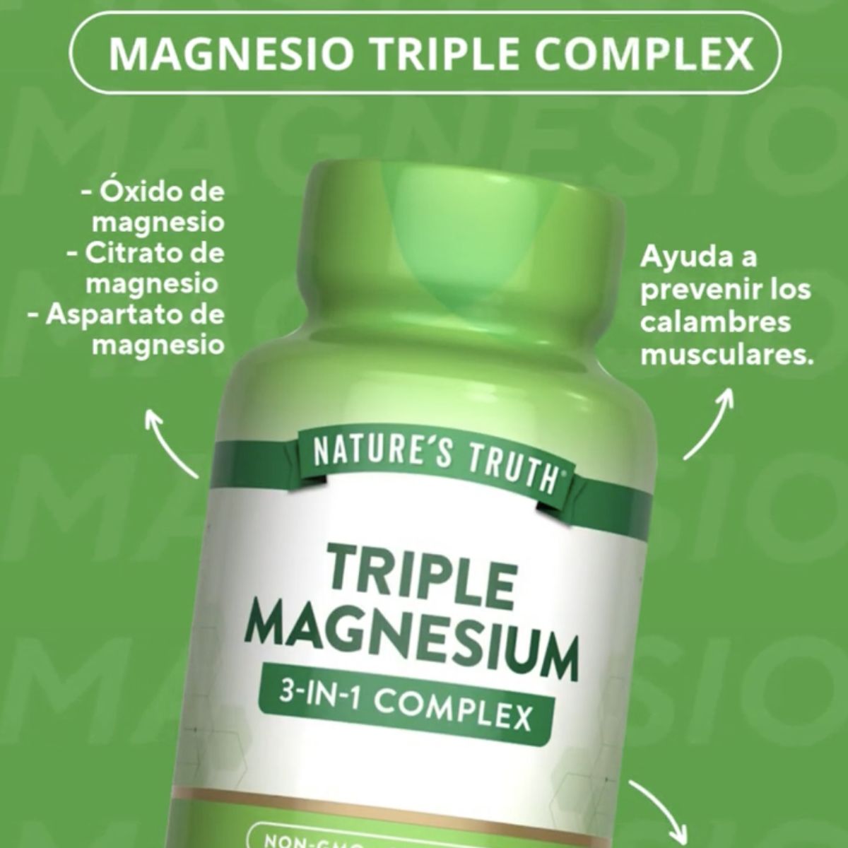NATURE'S TRUTH - Magnesio Triple Natures Truth - Triple Complex 400 mg 100 cápsulas