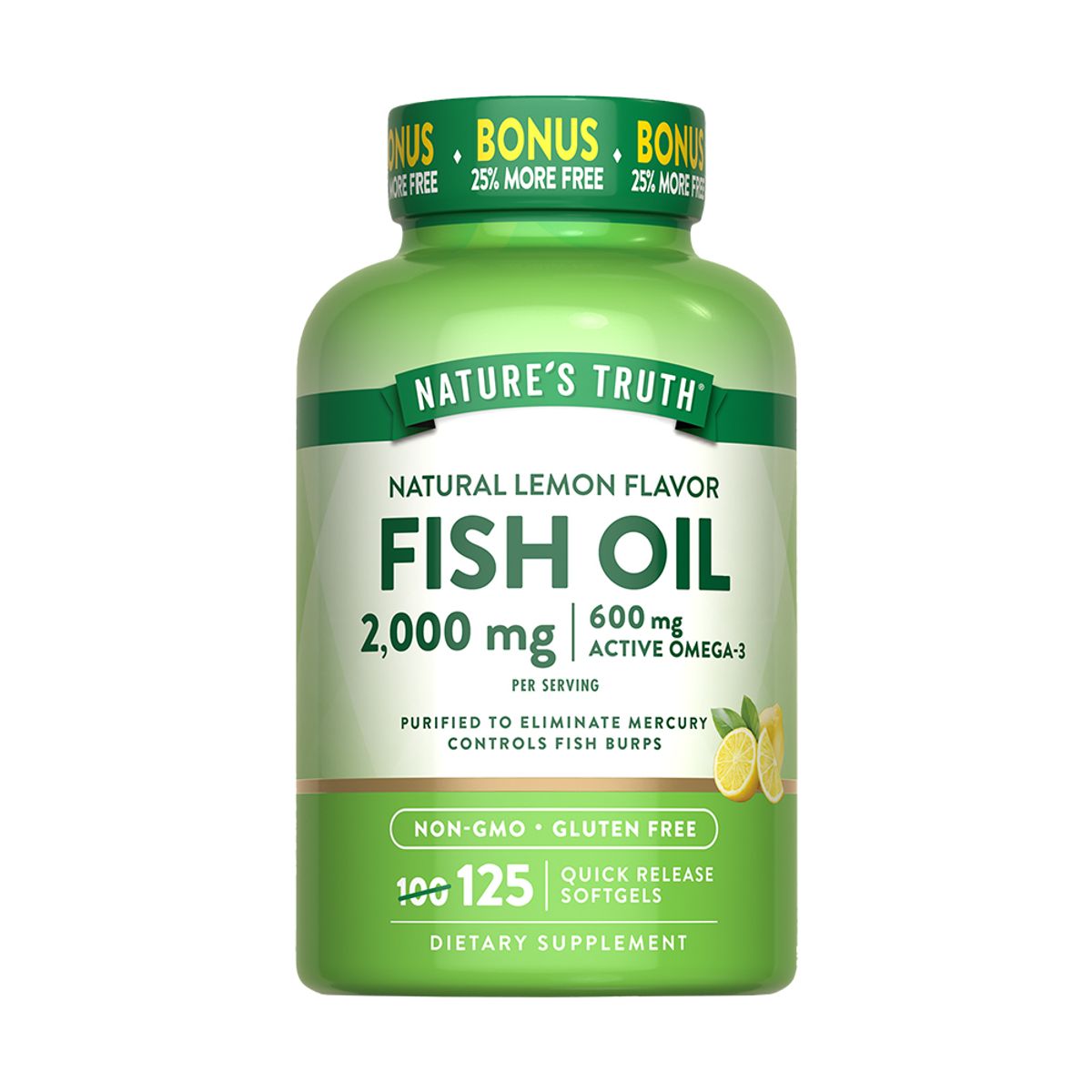NATURE'S TRUTH - Omega 3 Natures Truth - Fish Oil 2000 mg con esencia de limón 125 cápsulas