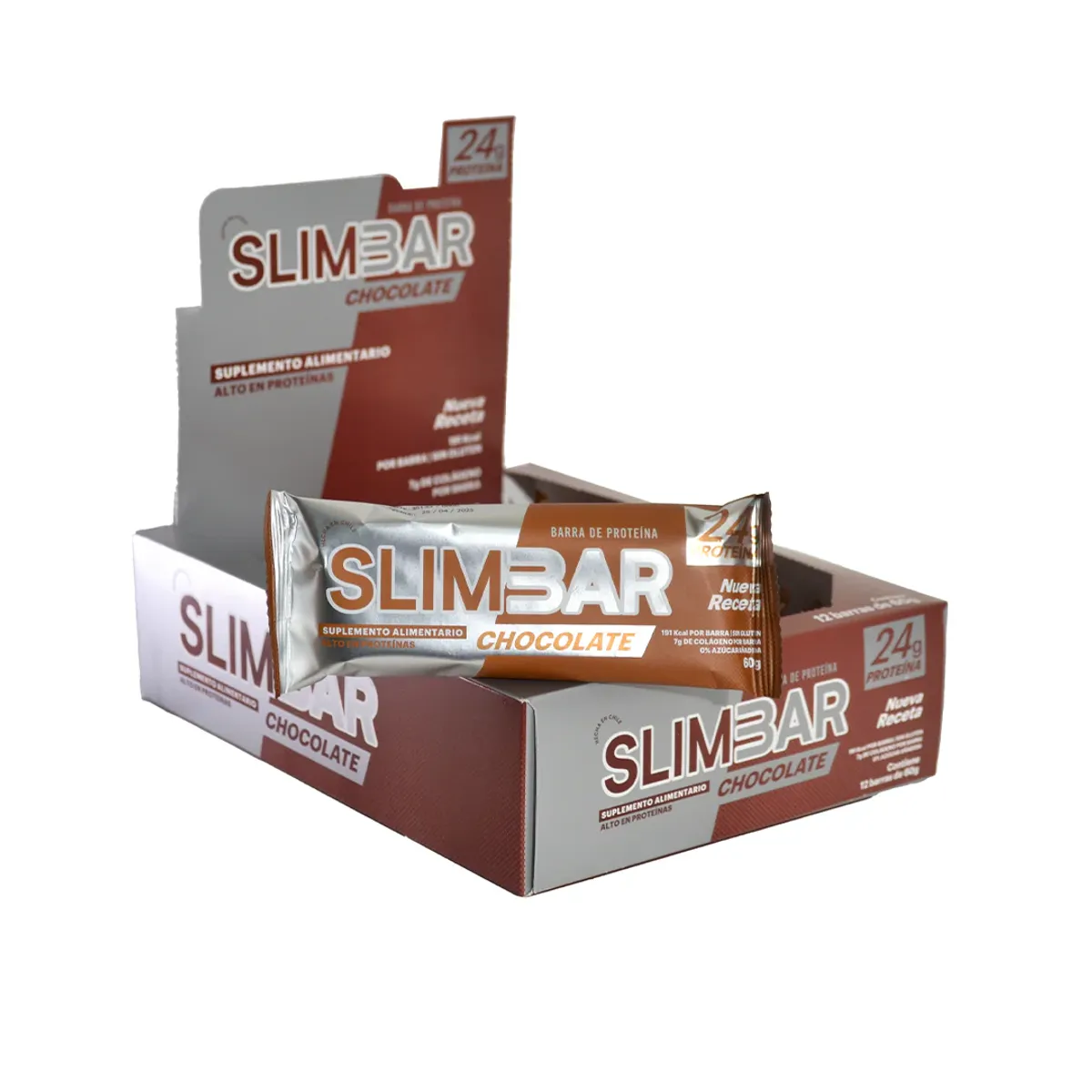 SLIMBAR - Barra de proteina Slimbar - Chocolate 12 unidades