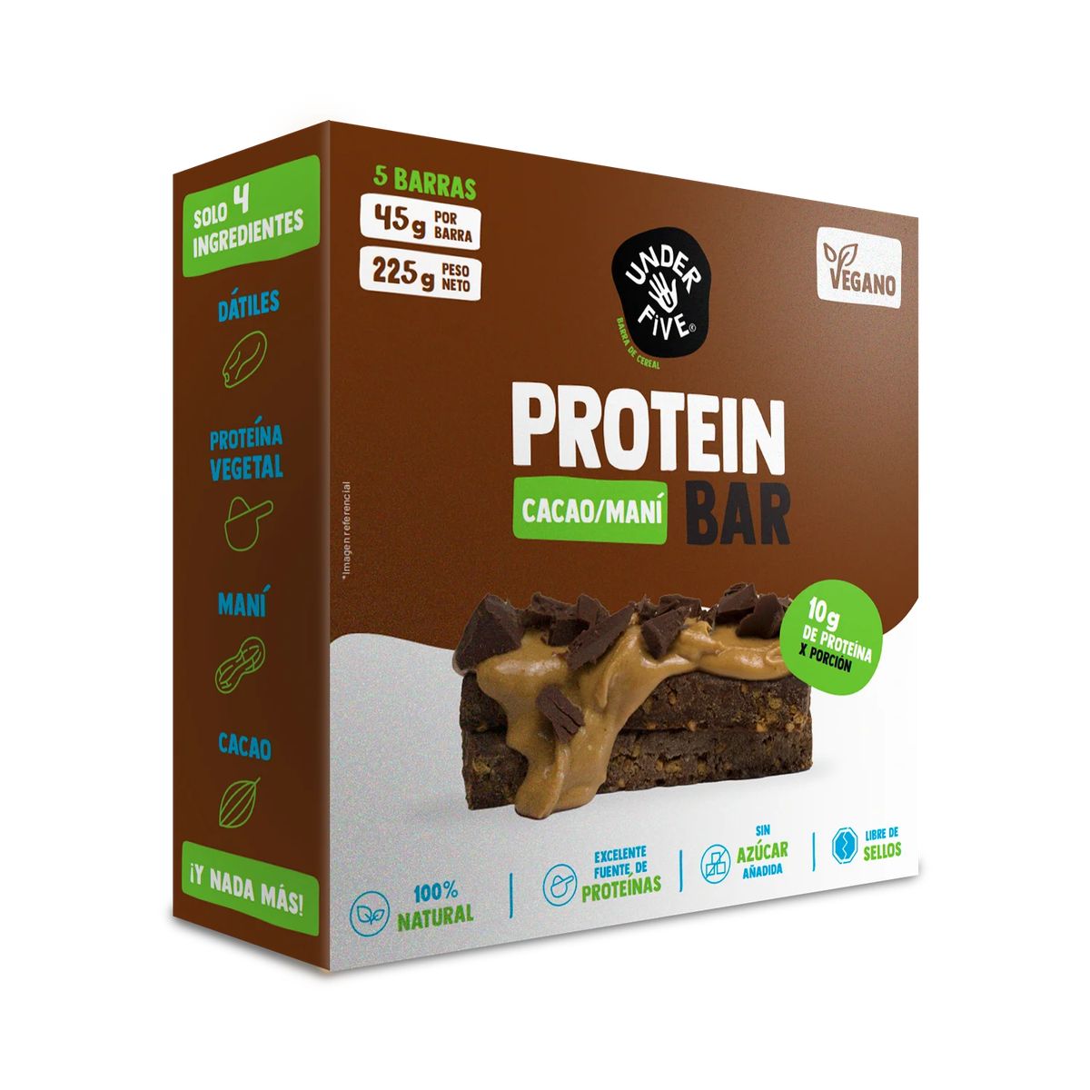UNDERFIVE - Barra de proteina Underfive - Cacao 5 unidades