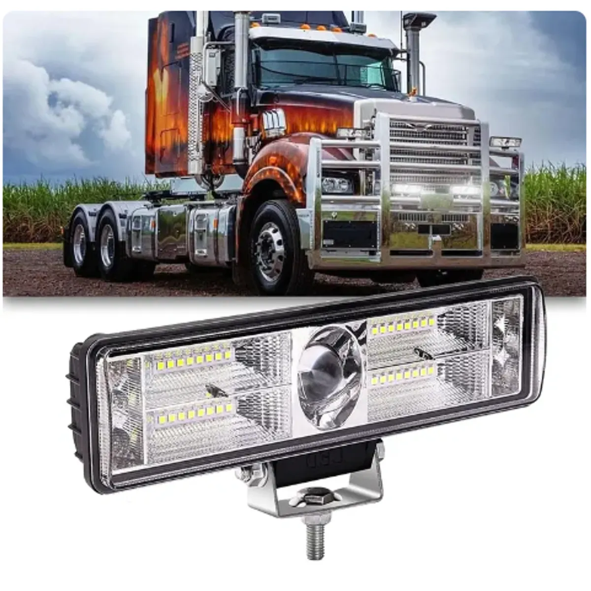 GENERICO - Barra Led Blanca  Neblinero 144w 38 Leds 12v 24v Camion Foco Trabajo