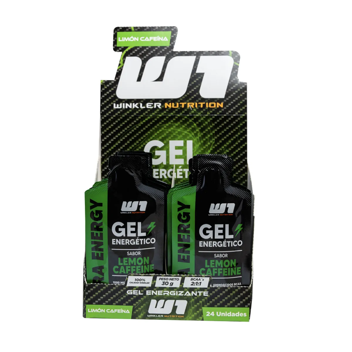 WINKLER NUTRITION - Gel Energético Winkler Nutrition - Limón Cafeína 24 unidades 30ml cu