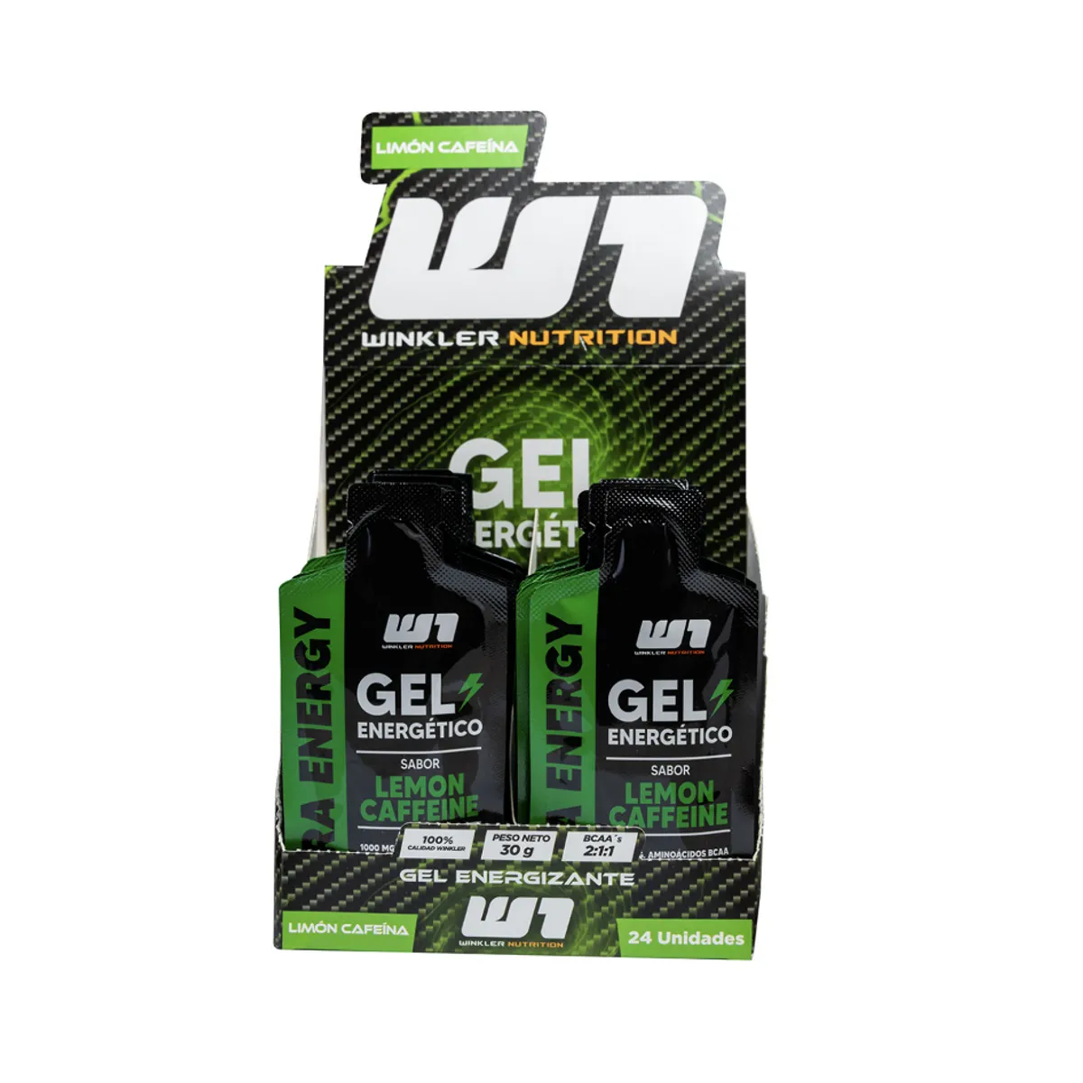 WINKLER NUTRITION - Gel Energético Winkler Nutrition - Limón Cafeína 24 unidades 30ml cu