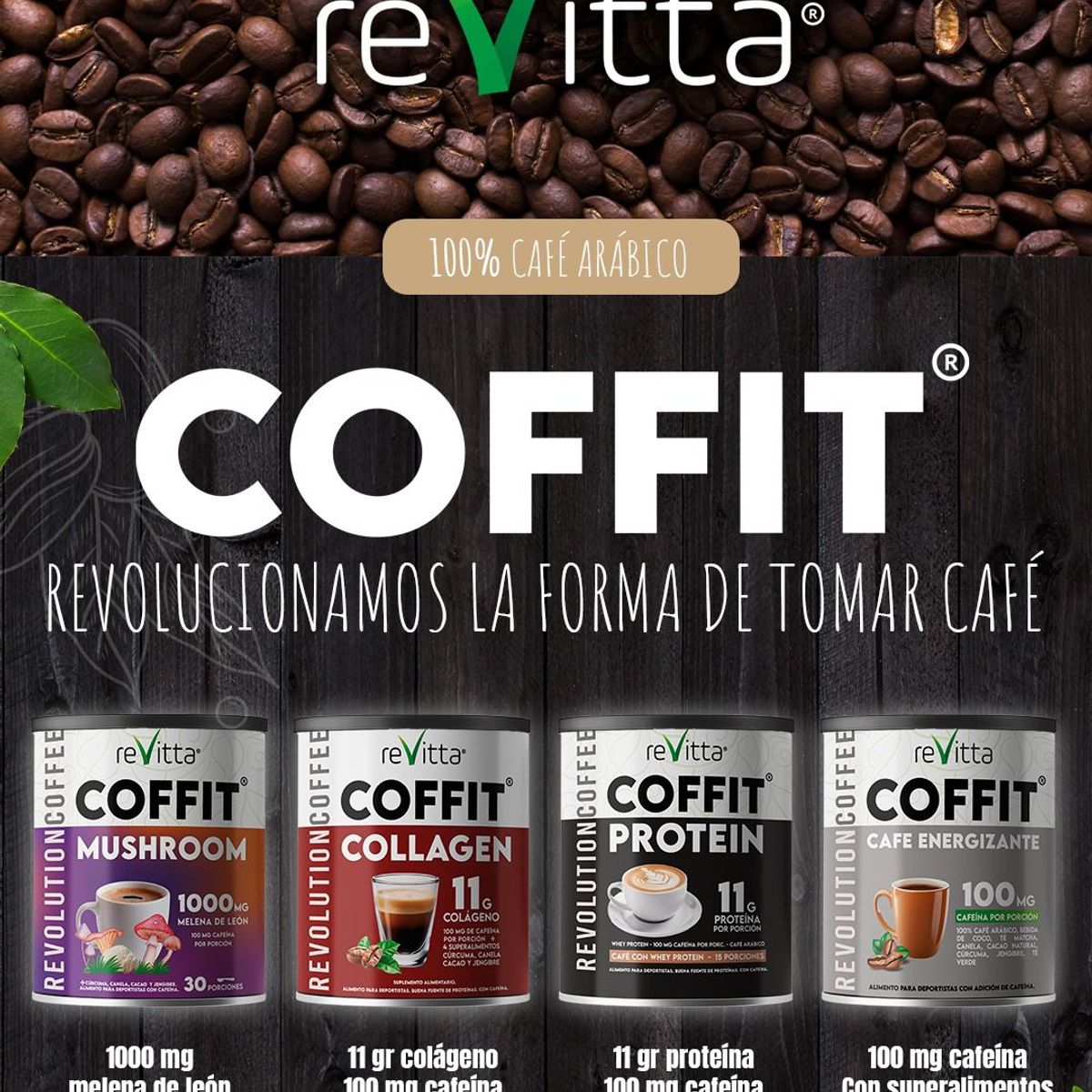 REVITTA WELLNESS - Cafe Revitta - Collagen Coffit 300 gr 15 servicios