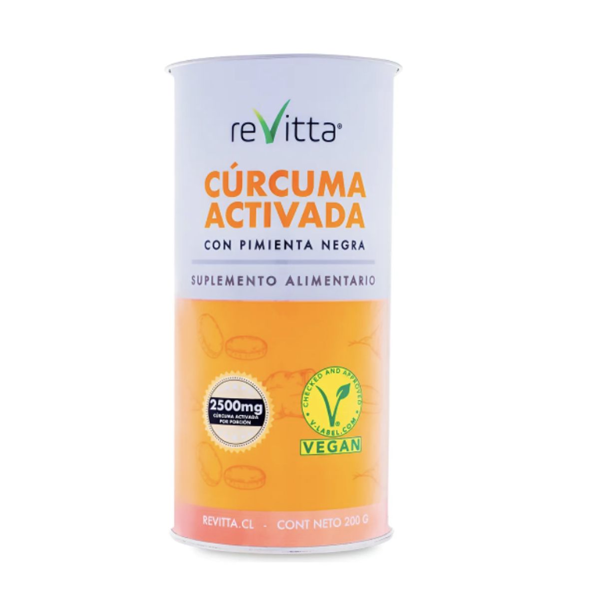 REVITTA WELLNESS - Cúrcuma Activada Revitta - Curcuma + Pimienta Negra 200 gr 80 servicios