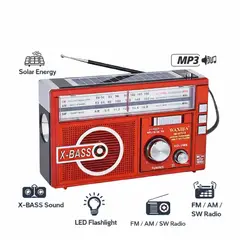 MOVI - Radio Portátil AM FM SW con Linterna Panel Solar y Batería Recargable