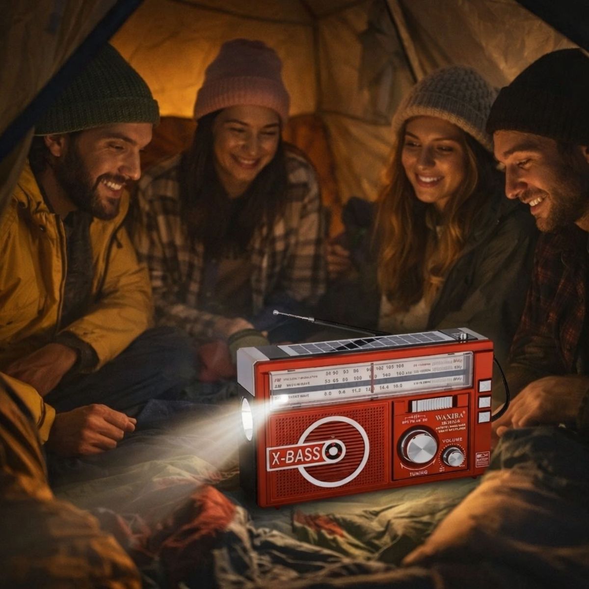 MOVI - Radio Portátil AM FM SW con Linterna Panel Solar y Batería Recargable