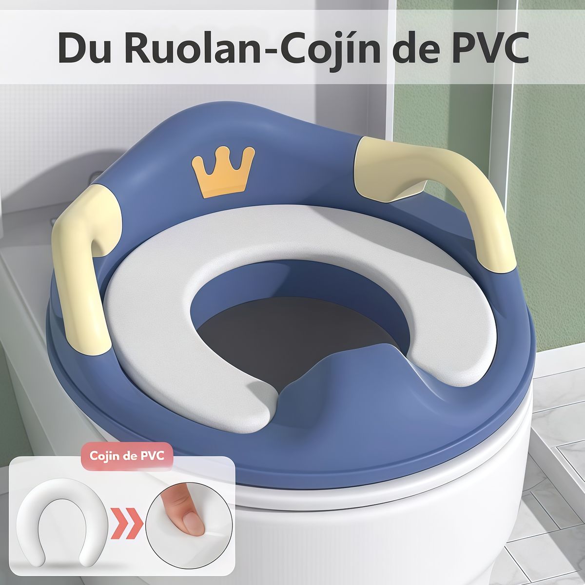 OASIS - Tapa Baño Niño Adaptador Asiento Wc Acolchado Con Manijas