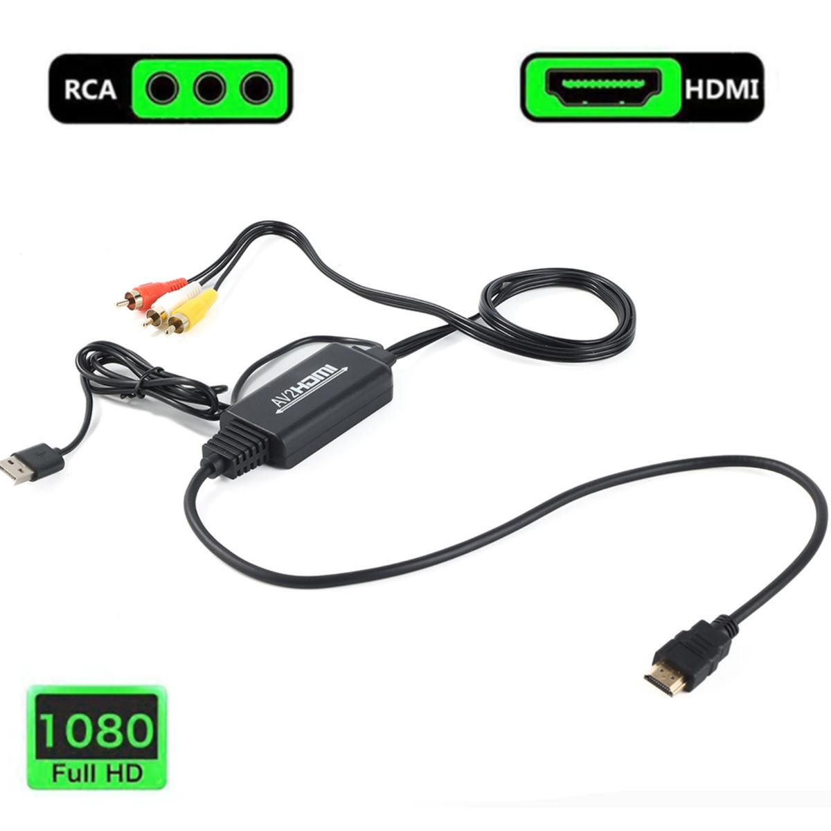 ATURE - Convertidor De Cable Tricolor Av A Hdmi 2m