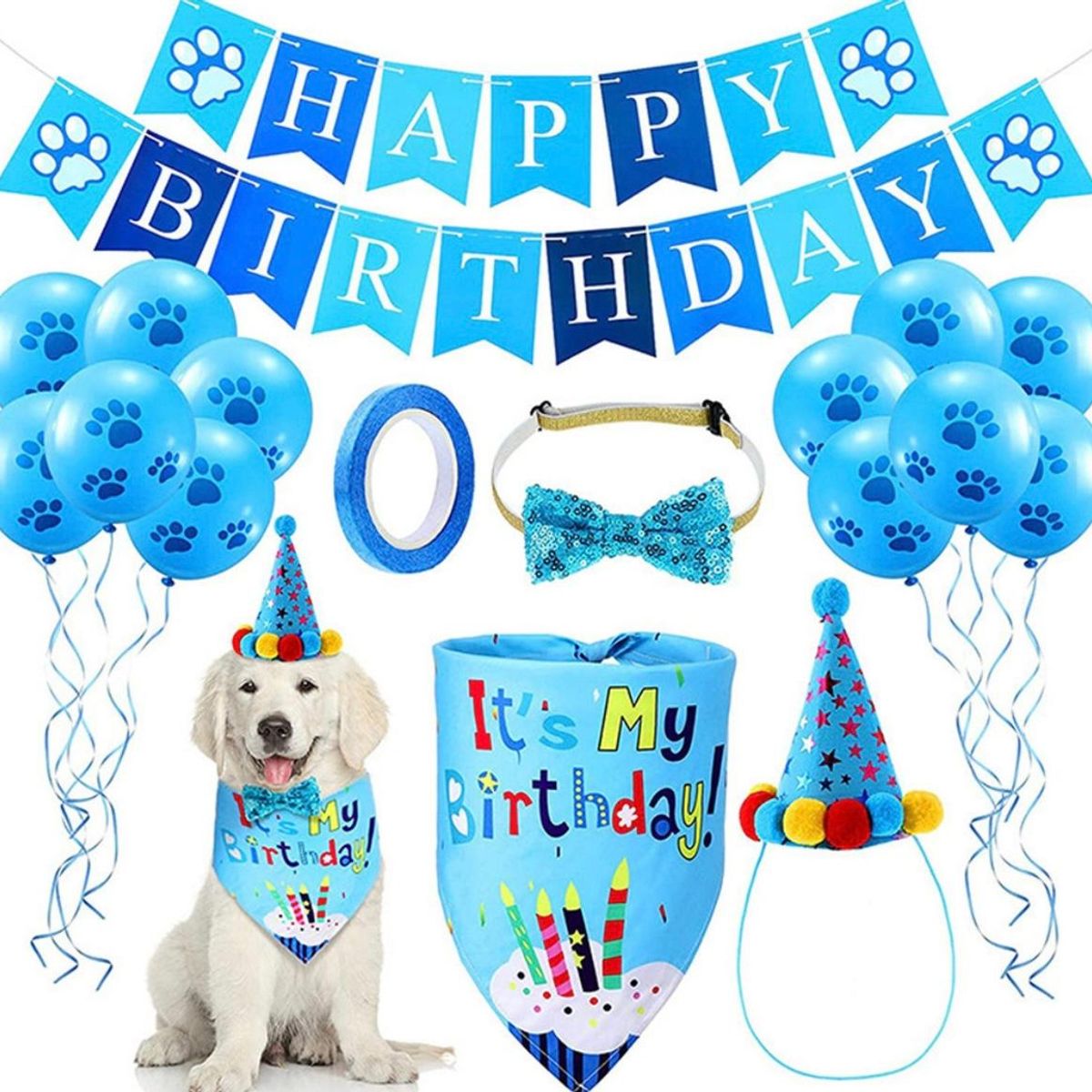 GENERICO - Set De Cumpleaños Mascota Fiesta Decorativo Perro Gato