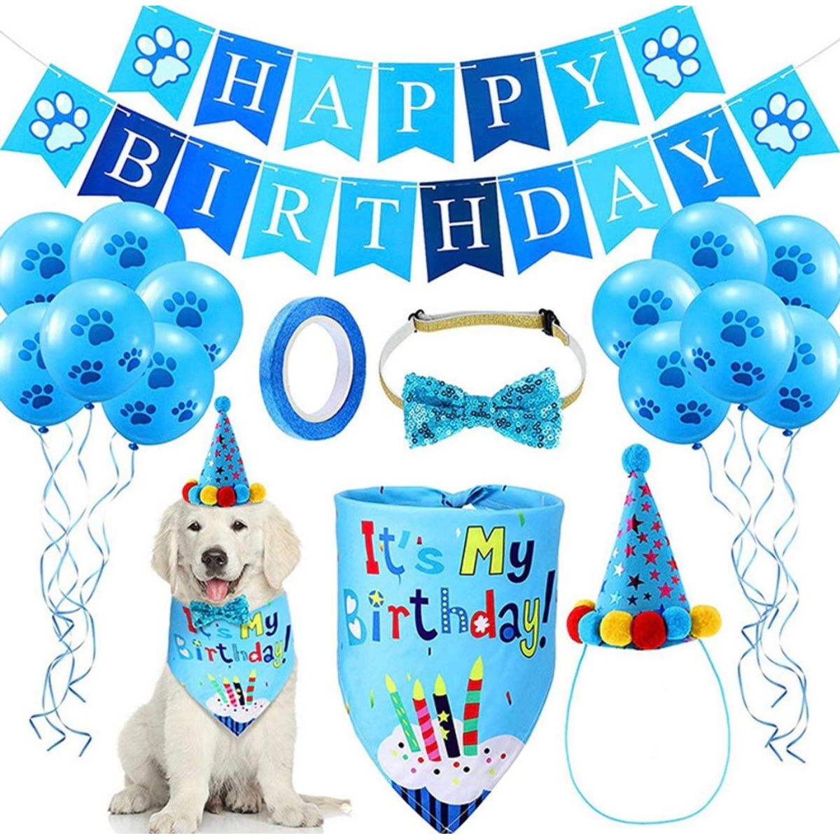 GENERICO - Set De Cumpleaños Mascota Fiesta Decorativo Perro Gato