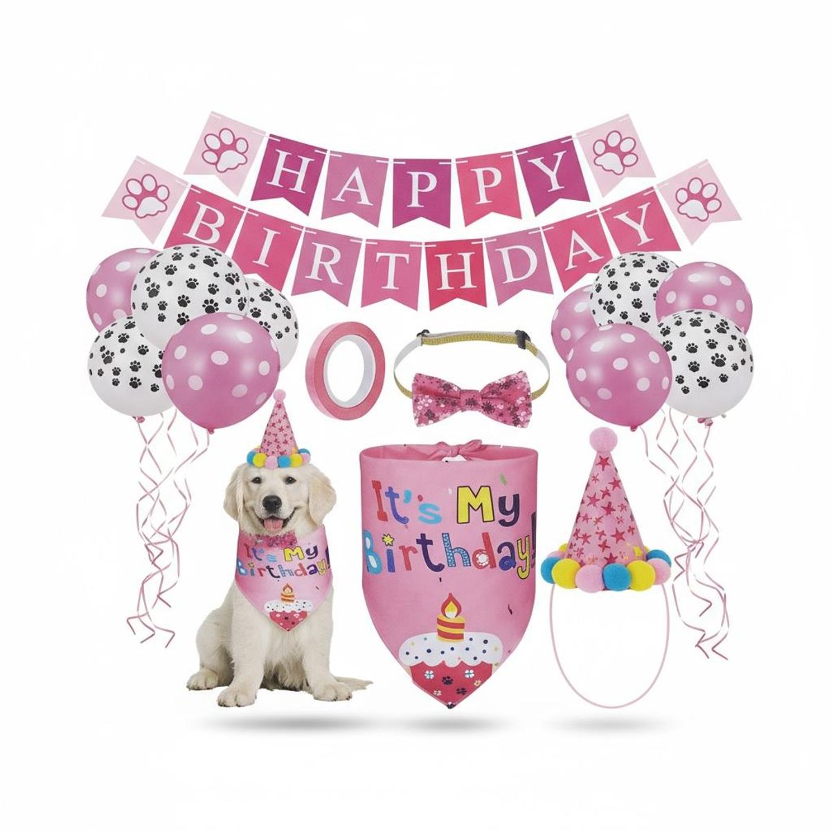 GENERICO - Set De Cumpleaños Para Mascota Fiesta Decorativo Perro Gato