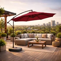 SPACE HOME - Toldo Base Incluida Quitasol Vinotinto Sombrilla 3 Metros CON UV30