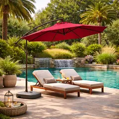 SPACE HOME - Toldo Base Incluida Quitasol Vinotinto Sombrilla 3 Metros CON UV30