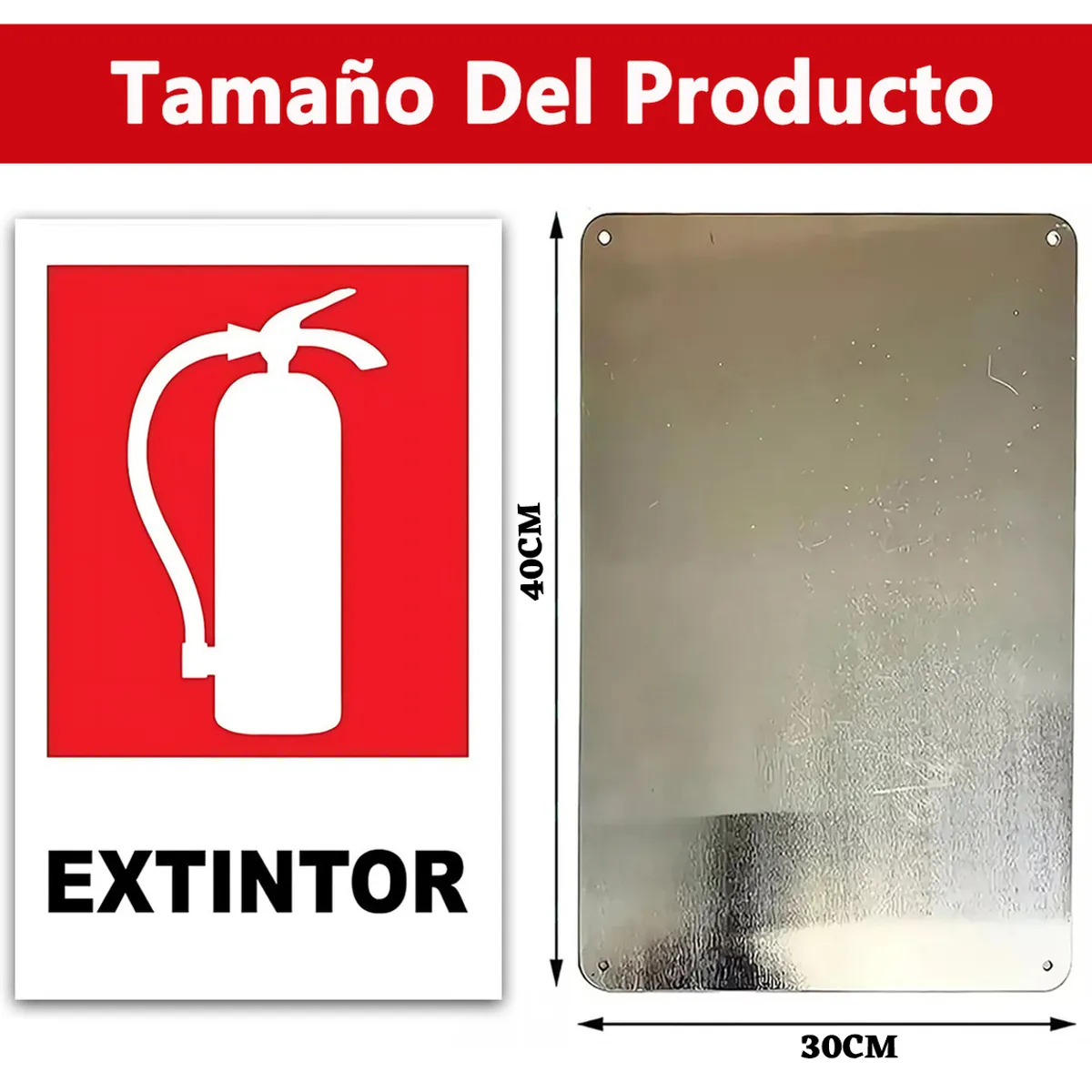 30x40cm Señal Seguridad Extintor Aluminio Escuela Hospital, marca GENERICO - Foto 2