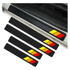 GENERICO - 4pcs Sticker Adhesivo Cubre Zocalo Fibra Carbono Protector