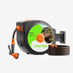 GENERICO - Manguera Carrete Retráctil Extensible Con Soporte 23 Metros