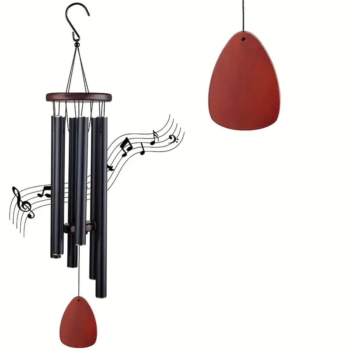 DANWEILE - Campana de viento de tubo de aluminio Retro colgante de metal para decoración del hogar Negro