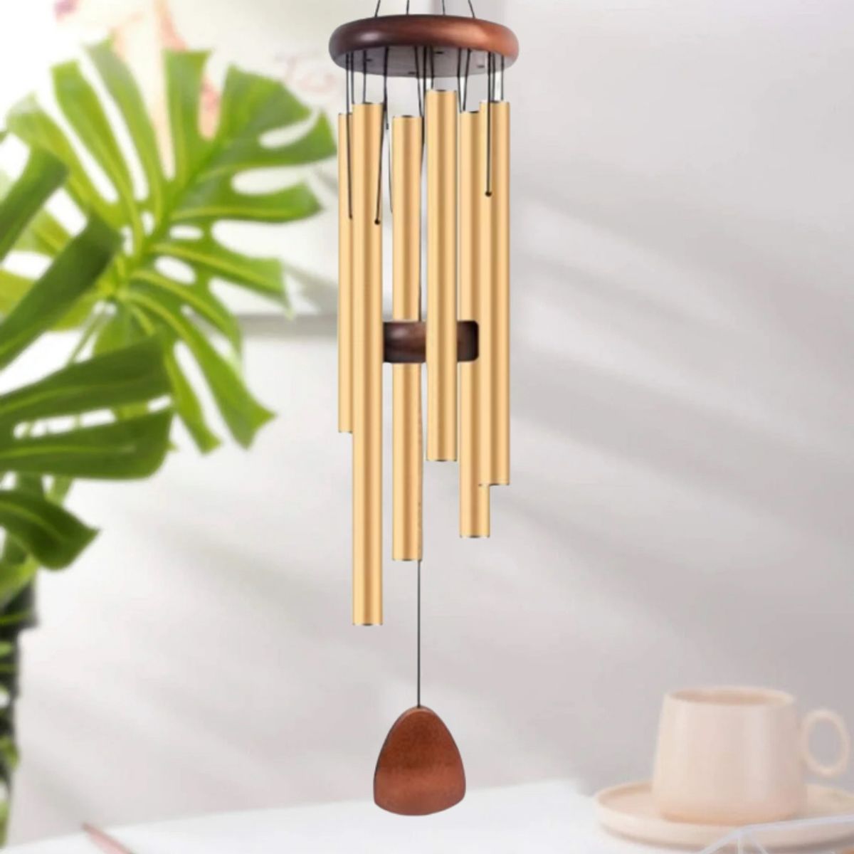DANWEILE - Campana de viento de tubo de aluminio Retro colgante de metal para decoración del hogar Oro