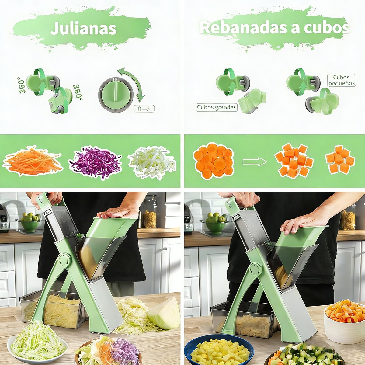 EINICIO - Cortadora De Manual Multifuncional Para Cocina Preparación-Verde