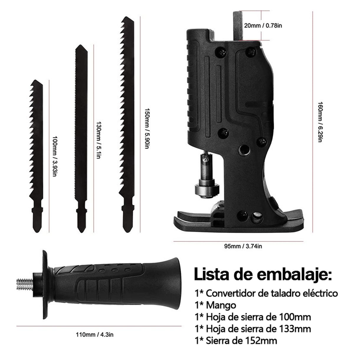 GENERICO - Adaptador Taladro Sierra Sable Reciproca Convertidor Cambio