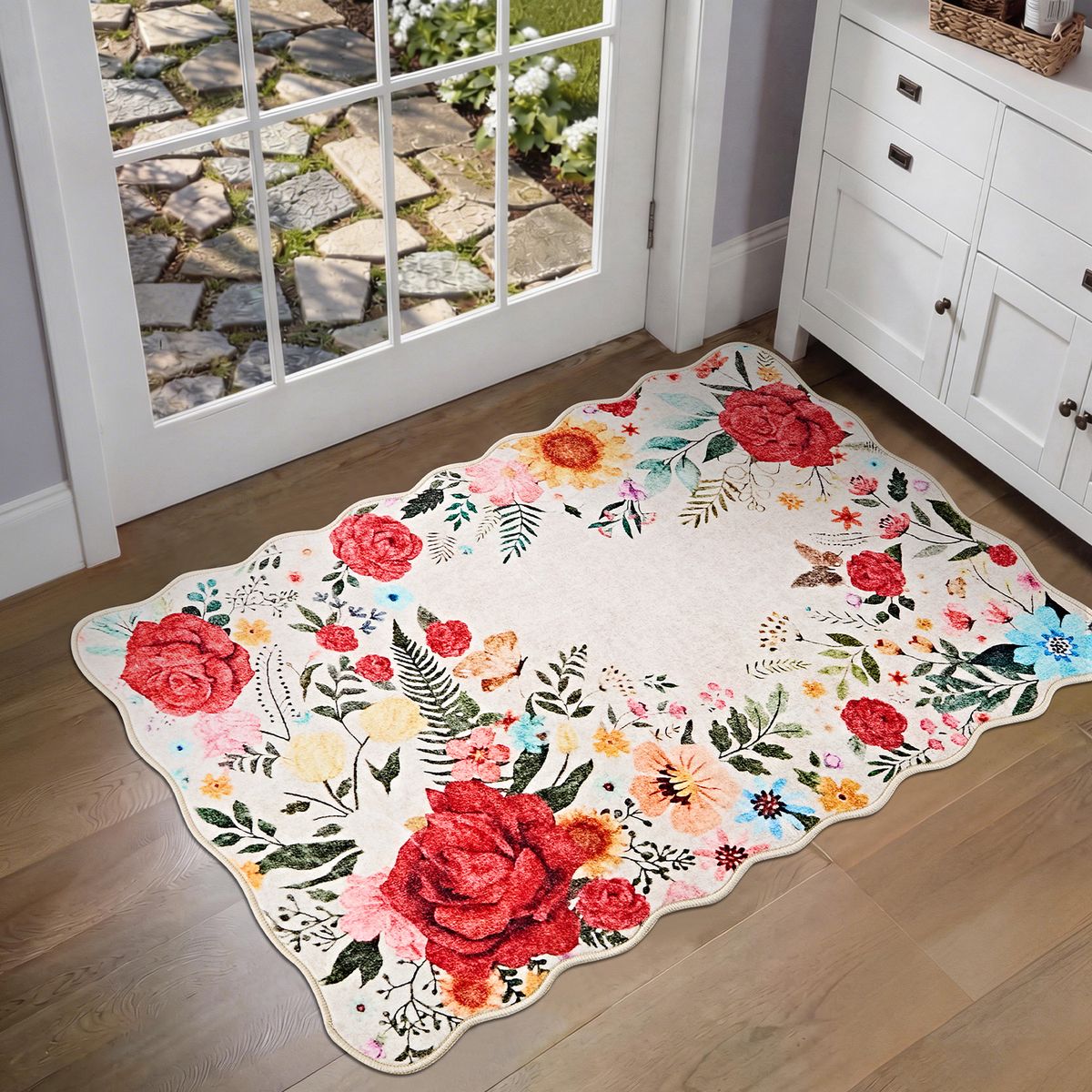 SLOWTON - Alfombra Lavable Antideslizante Tapete Boho Vintage 60x90 Cm