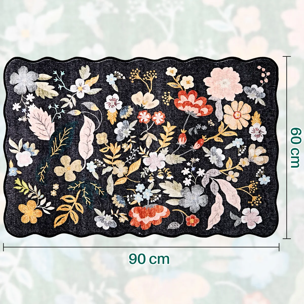 SLOWTON - Alfombra Tapete Boho Vintage Lavable Antideslizante 60x90 Cm