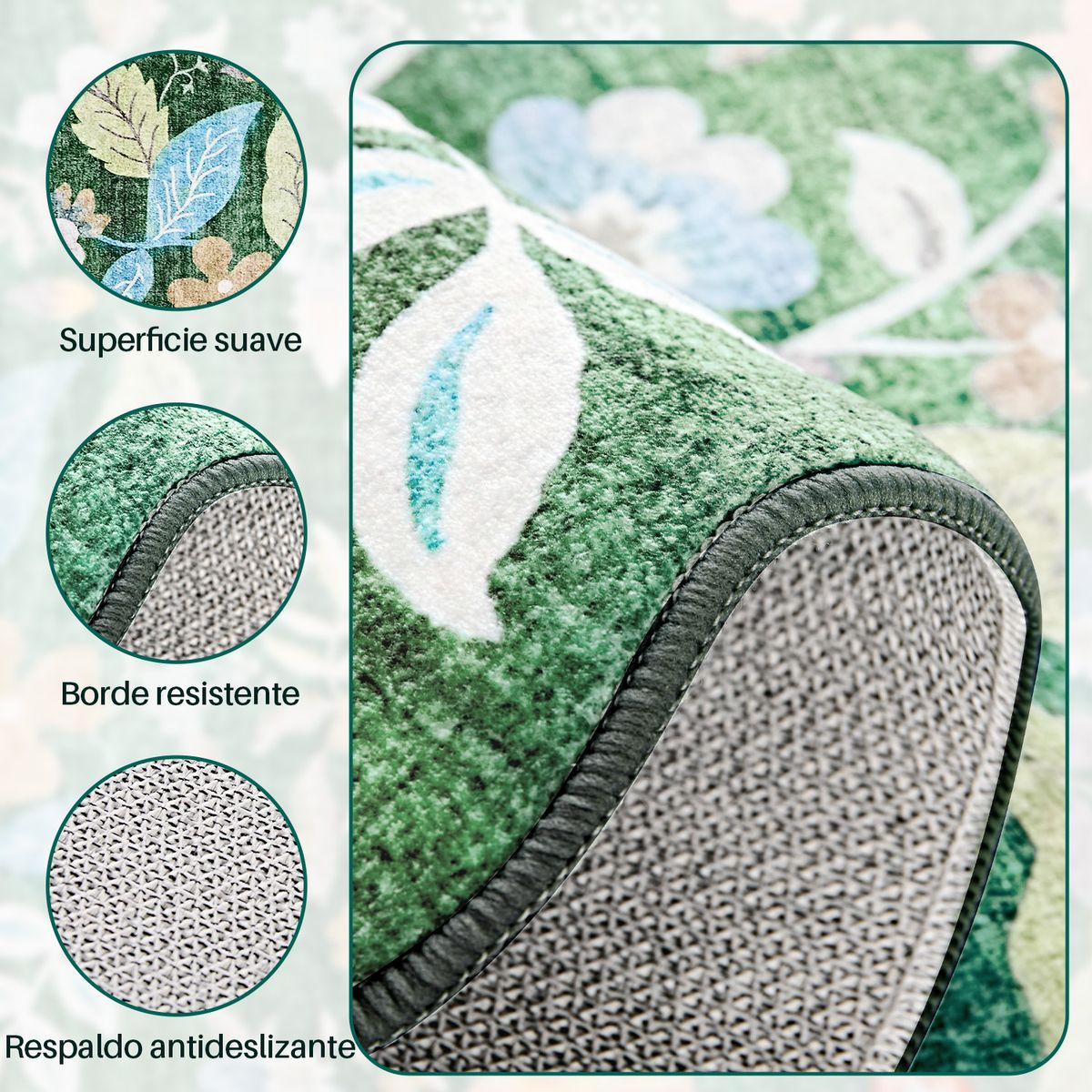 SLOWTON - Alfombra Tapete Boho Vintage Lavable Antideslizante 60x90 Cm