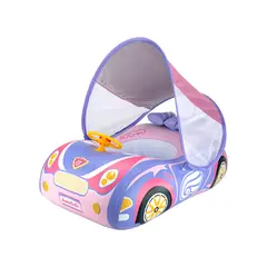 PUREPOWER - Flotador car Inflable para Niños con Asiento de Seguridad y Toldo Solar Desmontable-rosa
