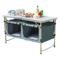 AFVENTURA - Mesa De Campamento Plegable Mesa Auxiliar Plegable Gris