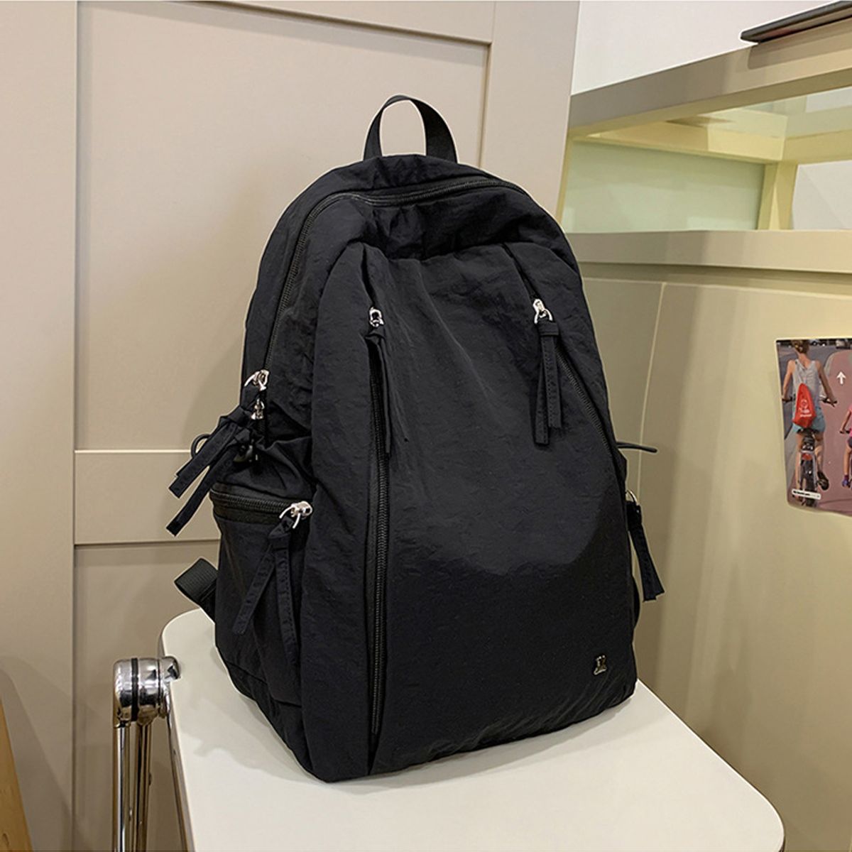 TIOZONEY - Mochila informal de color liso-Negro