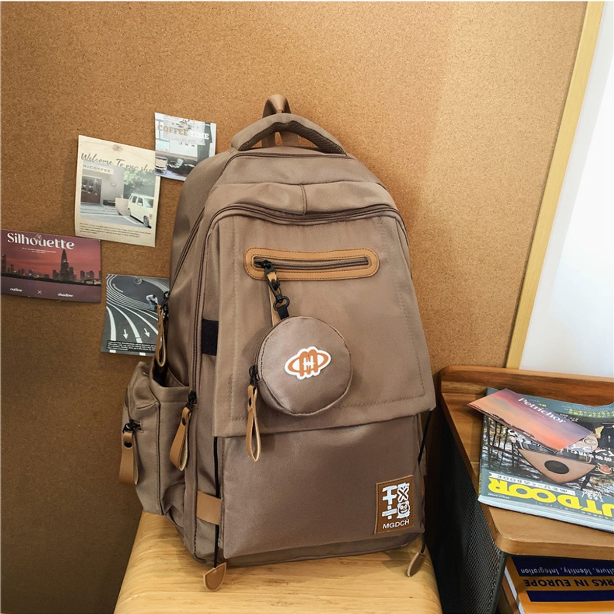 TIOZONEY - Mochila de gran capacidad-Marrón