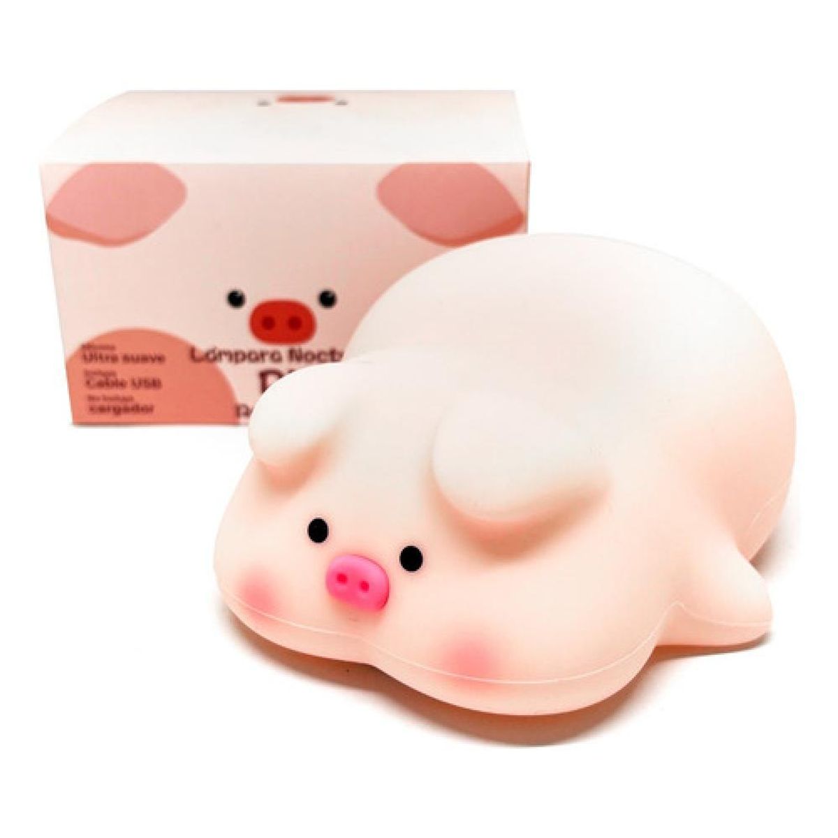 DRL LIGHTING - Lámpara Nocturna Espantacuco Recargable Led Pig Cálida+rgb