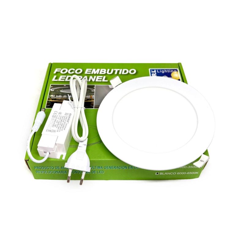 Panel Led Foco Empotrado Redondo 12w Profesional Cenchufe - Blanco