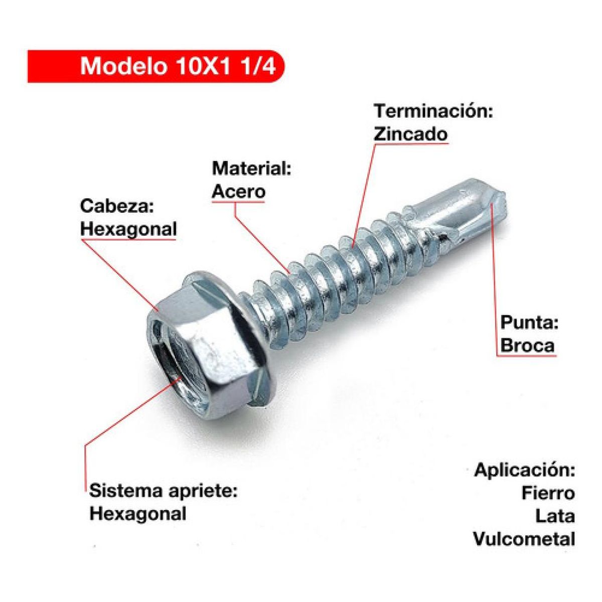 DRL LIGHTING - Tornillo Hexagonal Wisefix Punta Broca Zincado 10x1 14 300u