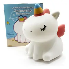 DRL LIGHTING - Lámpara Nocturna Espantacuco Recarg Led Unicornio Cálida+rgb