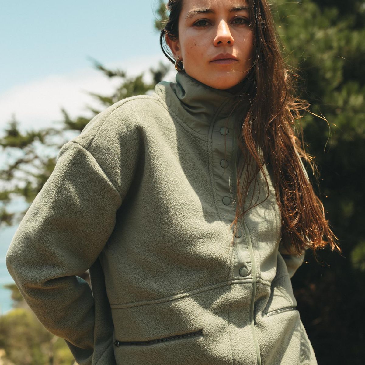 MAUI AND SONS - Poleron Polar Silver Green Verde Mujer Maui And Sons