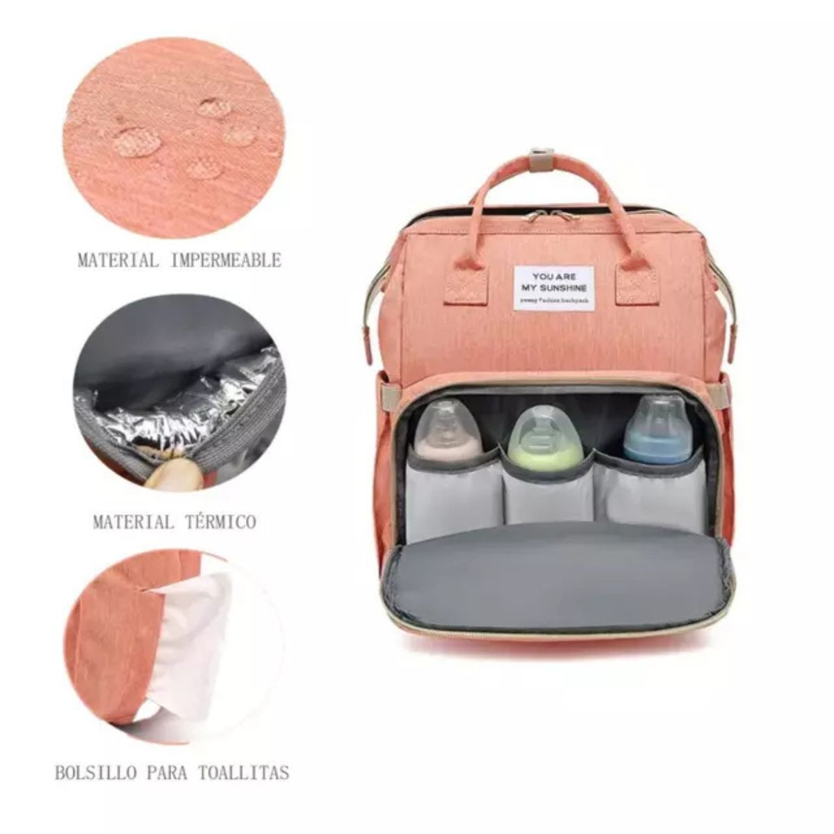 MOVI - Mochila Pañalera 3 en 1 con Mudador para Bebé - NIÑA