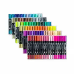 GENERICO - 132 Marcadores De Doble Punta Tipo Pincel Colores