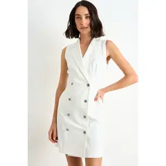 ASH - Vestido Corto Liso Mujer Crudo