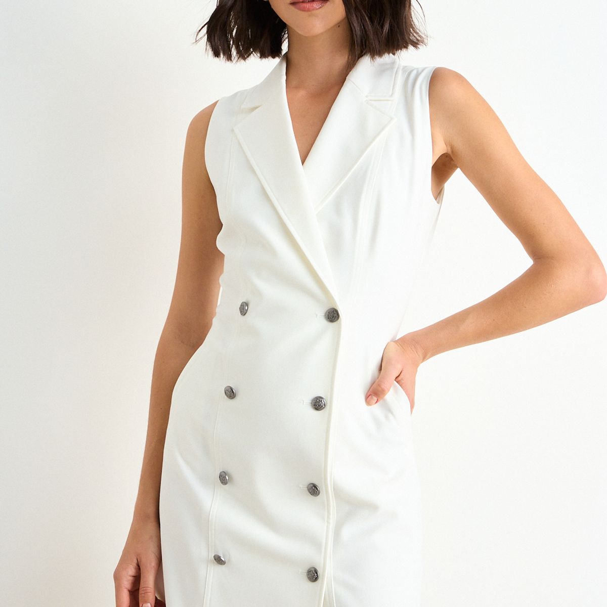 ASH - Vestido Corto Liso Mujer Crudo Ash