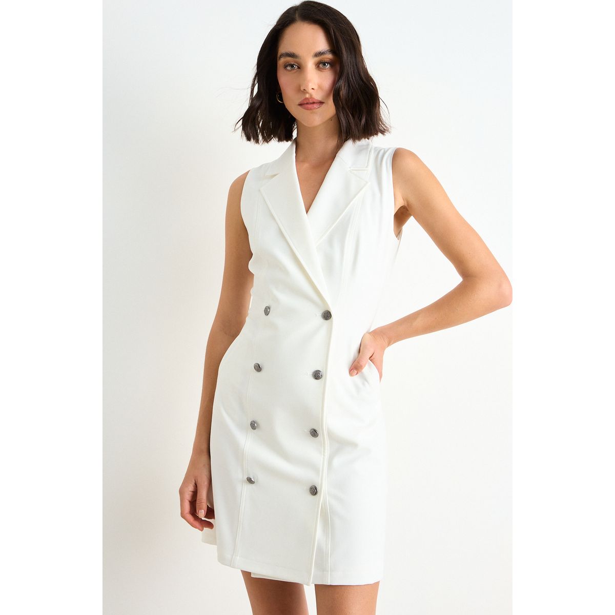 ASH - Vestido Corto Liso Mujer Crudo Ash