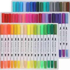 GENERICO - 60 Marcadores De Doble Punta Tipo Pincel Colores