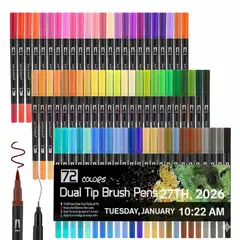 GENERICO - 72 Marcadores De Doble Punta Tipo Pincel Colores