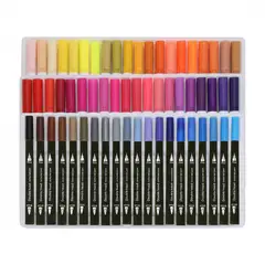 GENERICO - 80 Marcadores De Doble Punta Tipo Pincel Colores