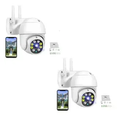 GENERICO - Pack x2 Camaras Ip Wifi Exterior 1080p Inalambrica Hd Blancoo